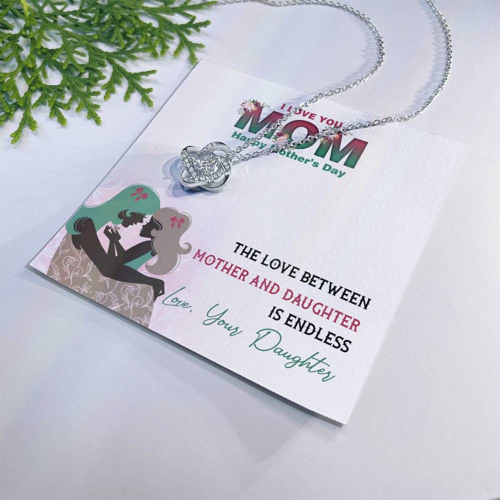 I love you Mom Gifts, Mother's Day Necklace Gift, To My Mom Necklace From Daughter, Daughter To Mom Gift Love Knot Necklace 6323