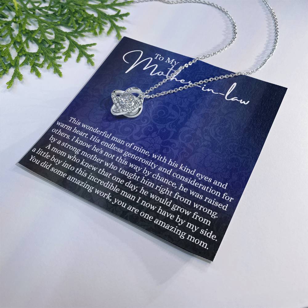 Happy Mother's Day Necklace - To My Mother In Law Love Knot Necklace From Son This Wonderful Man Of Mine, Mother In Law And Son In Law Gift Necklace Gift For Amazing Mom Jewelry Gift For Women Love Knot Necklace 6323