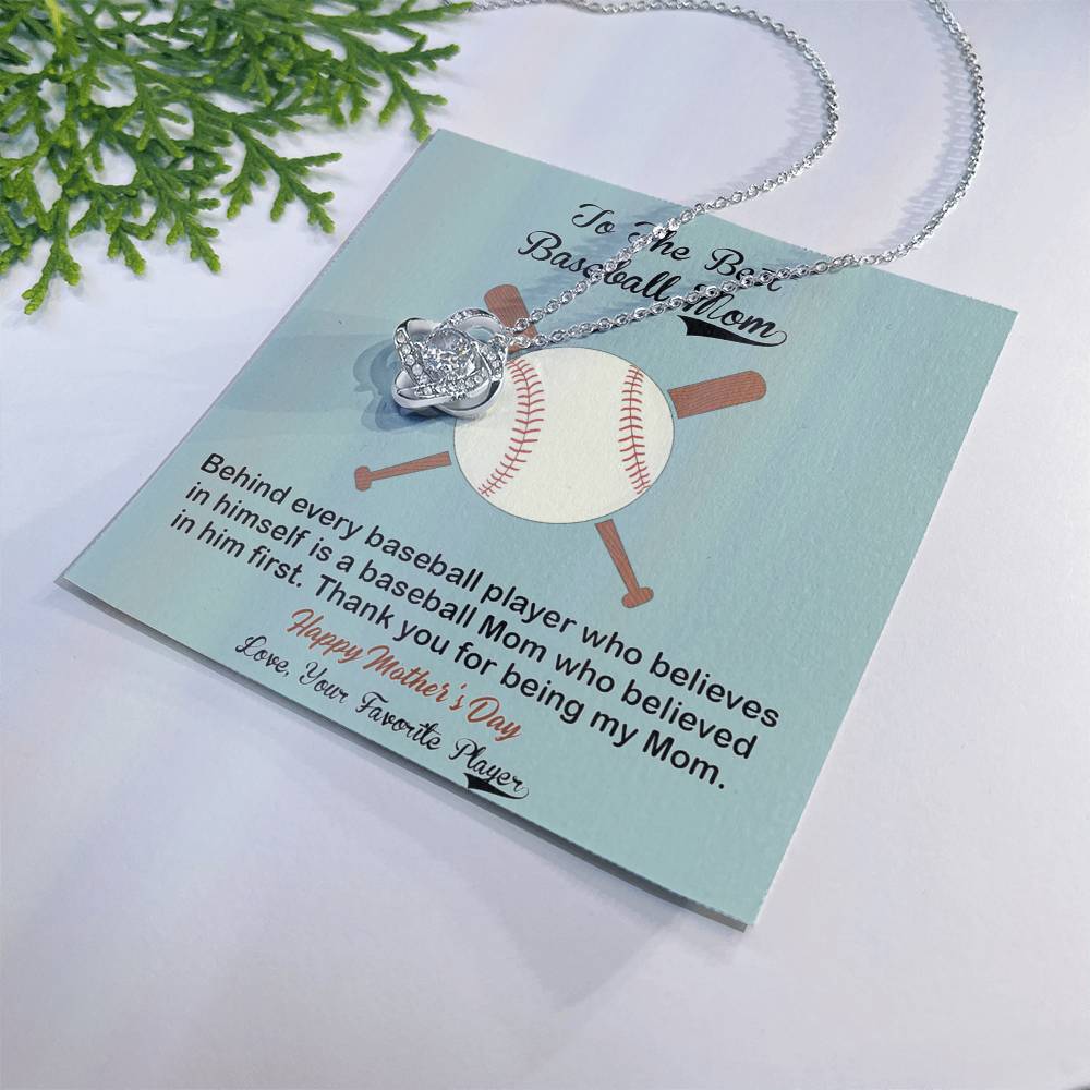 Baseball Mom Gift Necklace, To the Best Baseball Mom Necklace From Daughter, Favorite Player Necklace Gift For Mom, Baseball Mom Love Knot Necklace Jewelry Gift For Women, To The Best Mom Necklace Love Knot Necklace 6323