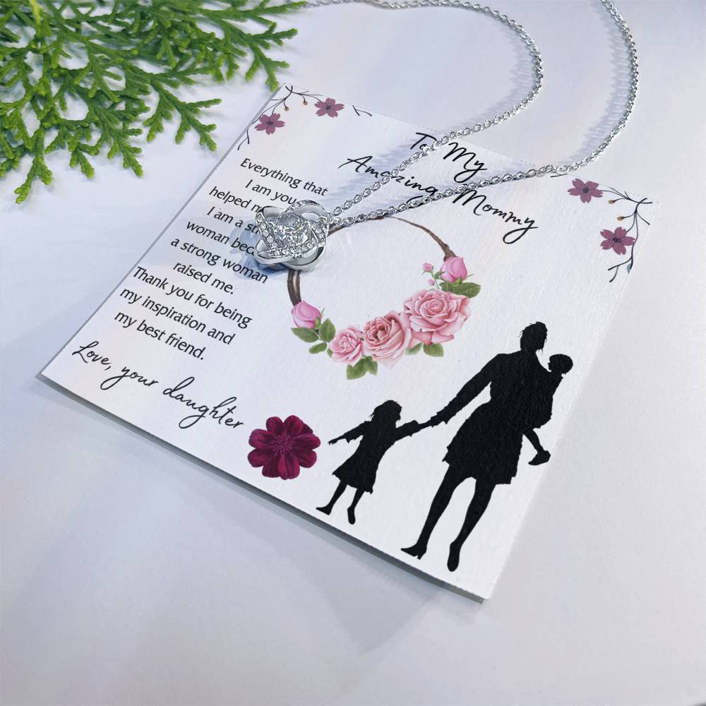 Mom And Daughter Necklace, To My Amazing Mom Necklace From Daughter, Necklace Gift For Mom On Birthday Gift Anniversary Mother's Day Necklace Gift Mom Love Knot Necklace Jewelry Gift For Women Love Knot Necklace 6323