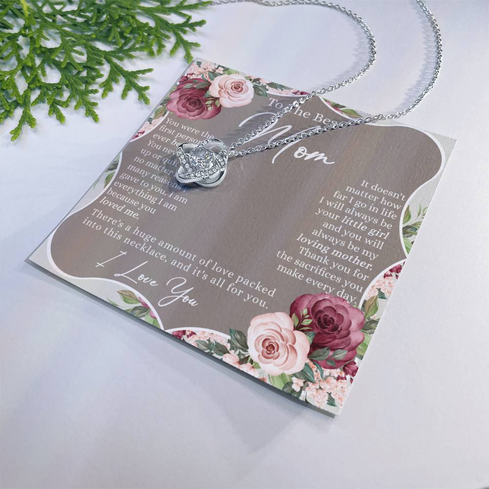 Mom Gift Necklace, To The Best Mom Love Knot Necklace Gift From Daughter, Mother And Daughter Gift Necklace Personalized Gift Necklace For Mom, Mother Thank You Love Knot Necklace Gift For Women Love Knot Necklace 6323