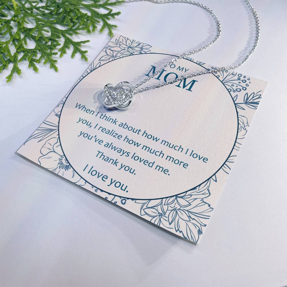 Mother And Daughter Necklace, To My Mom Love Knot Necklace From Daughter, Thank You Necklace Gift For Mom, Mother On Birthday Gift Anniversary Wedding Day Necklace For Mom, Daughter To Mom Pendant Love Knot Necklace 6323