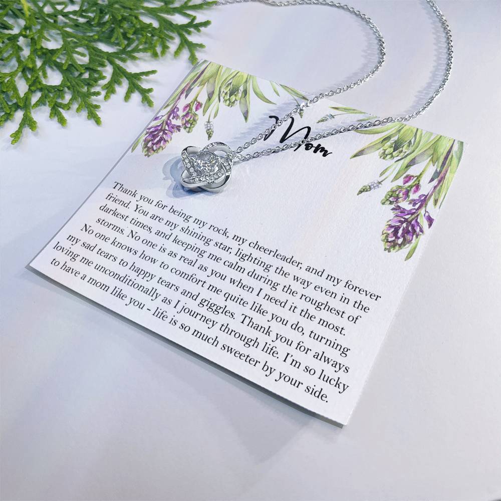 Thank You Mom Gift Necklace, To My Mom Love Knot Necklace Gift From Daughter And Mother Love Knot Pendant Gift For Mom, Bonus Mom Gift Necklace Thank You Pendant Gift For Mom, Jewelry Gift For Women