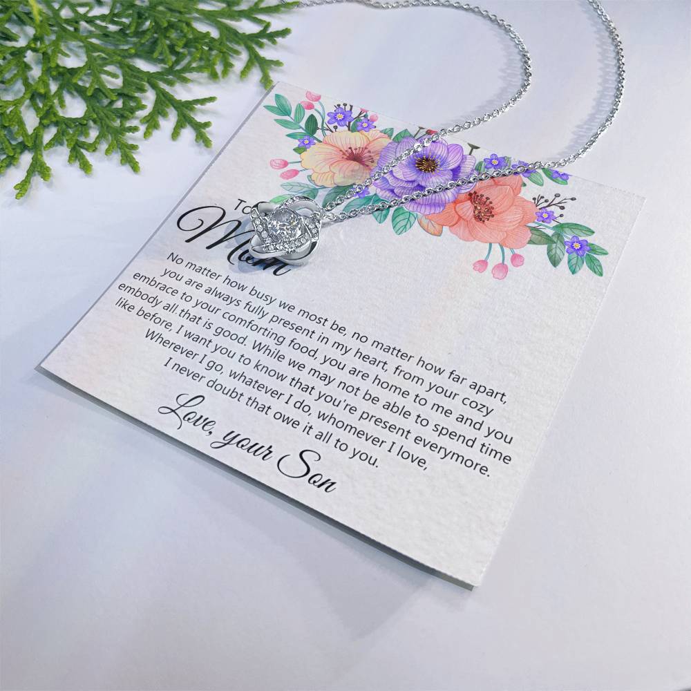 To My Mom Love Your Son Necklace, Meaningful Gift Necklace for Mom, To My Mom Love Knot Necklace, Jewelry Gift For Women, Pendant Gift for Mom, Son to Mom Jewelry Mom Gift Necklace on Mother's Day Love Knot Necklace 6323