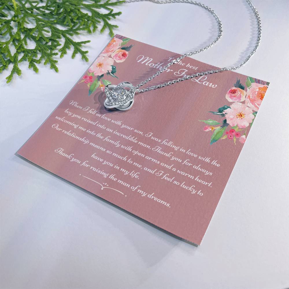 To The Best Mother In Law Gifts, Love Knot Necklace, Mother's Day Necklace Gifts Love Knot Necklace 6323