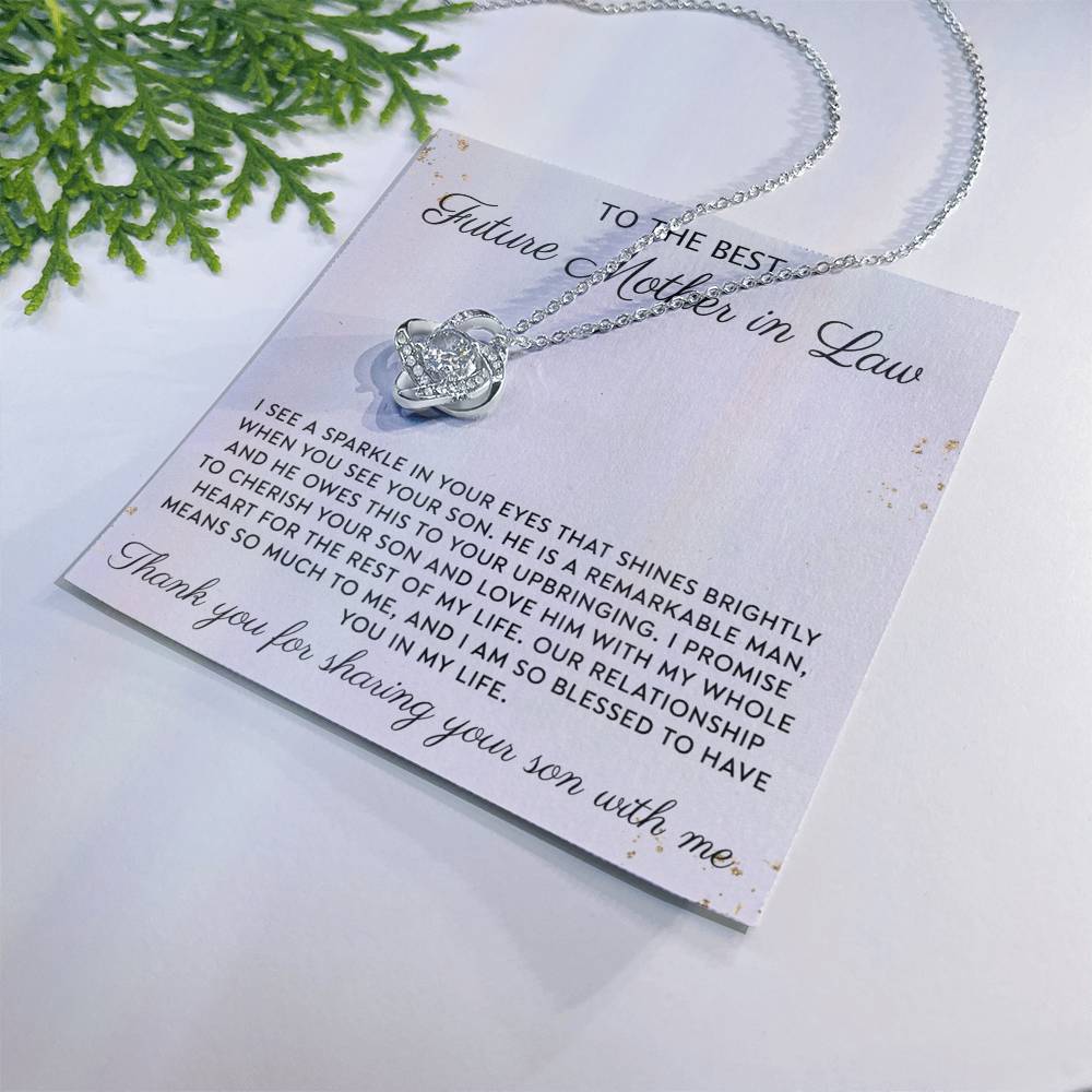 Future Mother In Law Necklace, To The Best Future Mother In Law Necklace From Son, Mother of the Groom Gift Necklace From Bride Wedding Gift Love Knot Pendants from Bride, Jewelry Gift For Women Love Knot Necklace 6323