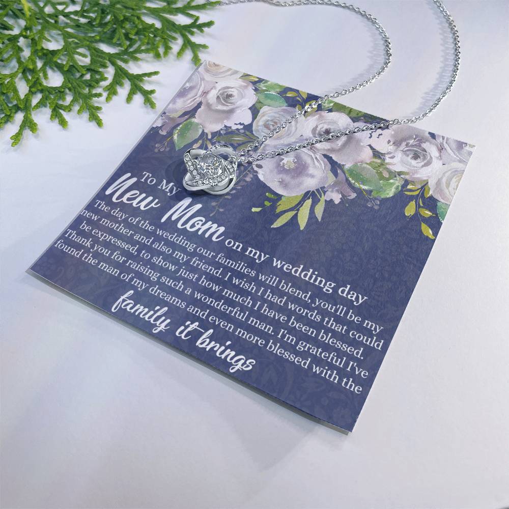 New Mom Necklace - To My New Mom Love Knot Necklace Gift From Daughter, My Wedding Day Necklace Gift For Mom, Wedding Mom Gift Necklace From Daughter, New Mom On My Wedding Day Gift Necklace For Mom Love Knot Necklace 6323