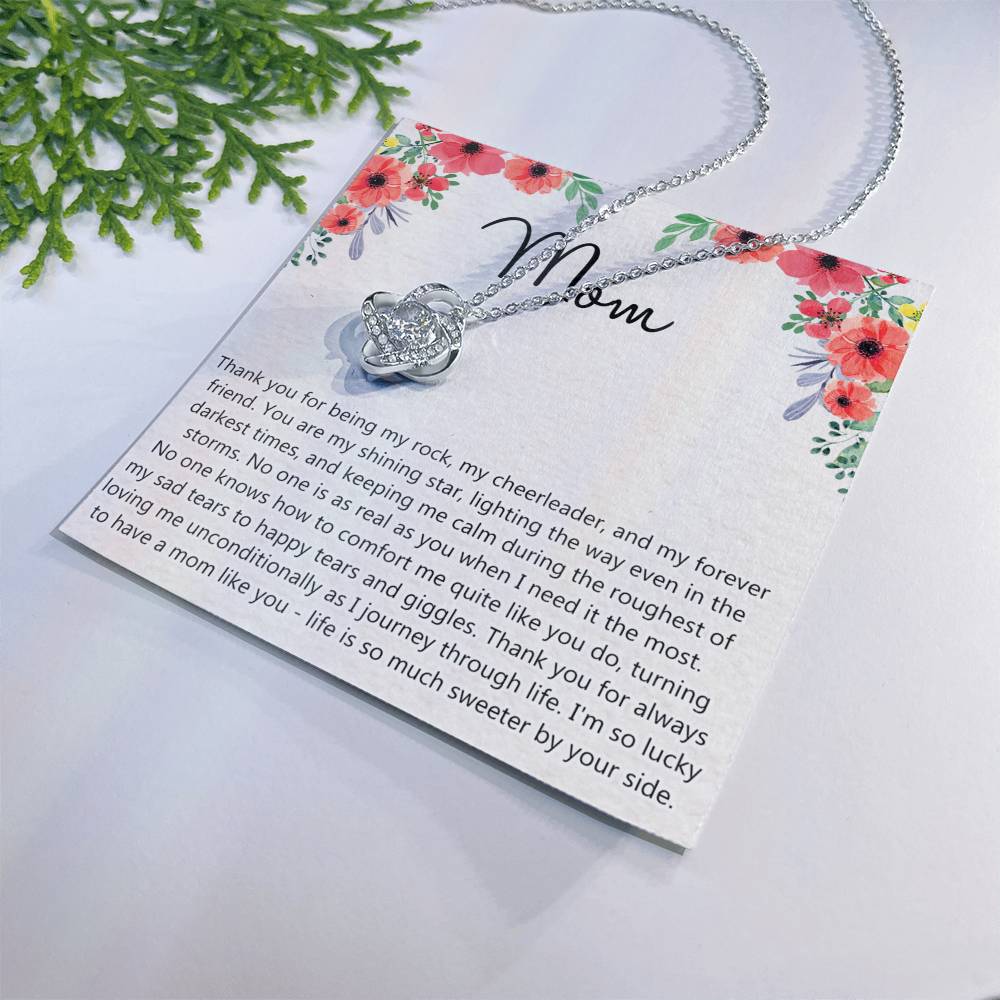 Mom Gift Necklace, Mother's Day Necklace Gift For Mom, To My Mom Love Knot Necklace Gift for Mom, Gift Anniversary Mother And Daughter Thank You Gift Pendant Jewelry Gift For Women Mom From Daughter Love Knot Necklace 6323