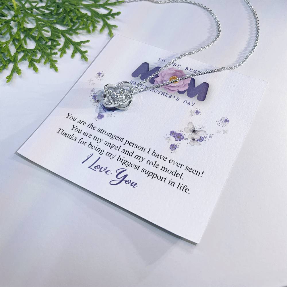 Happy Mother's Day Necklace, To The Best Mom Necklace From Daughter, Mothers Day Gift Necklace, Thank You Necklace Gift For Mom, Jewelry Gift For Women, Mother And Daughter Necklace Gift On Birthday Love Knot Necklace 6323