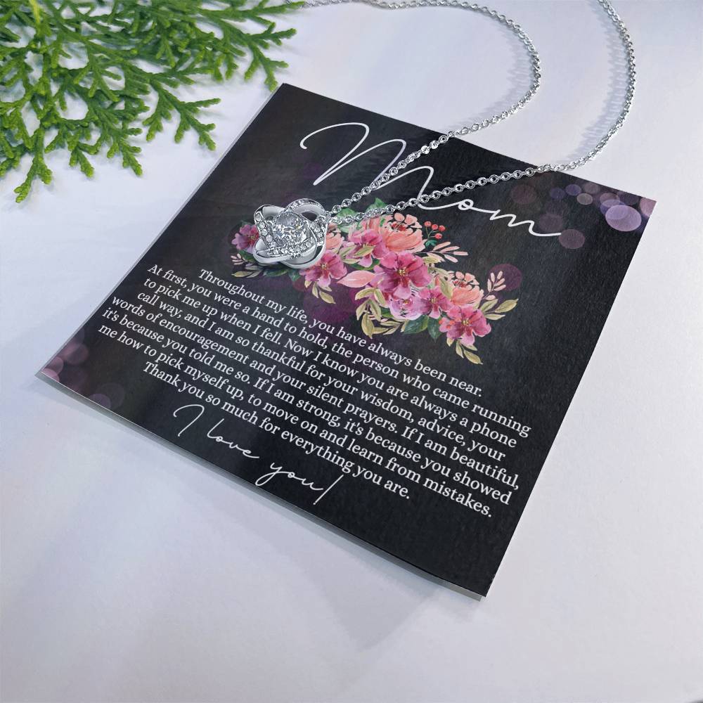 Mom Gift Necklace, To My Mom Love Knot Necklace From Daughter, Thank You Necklace Gift For Mom, Mother's Day Necklace Gift For Mom, Birthday Gift For Mom, Anniversary Jewlry Gift For Women Love Knot Necklace 6323