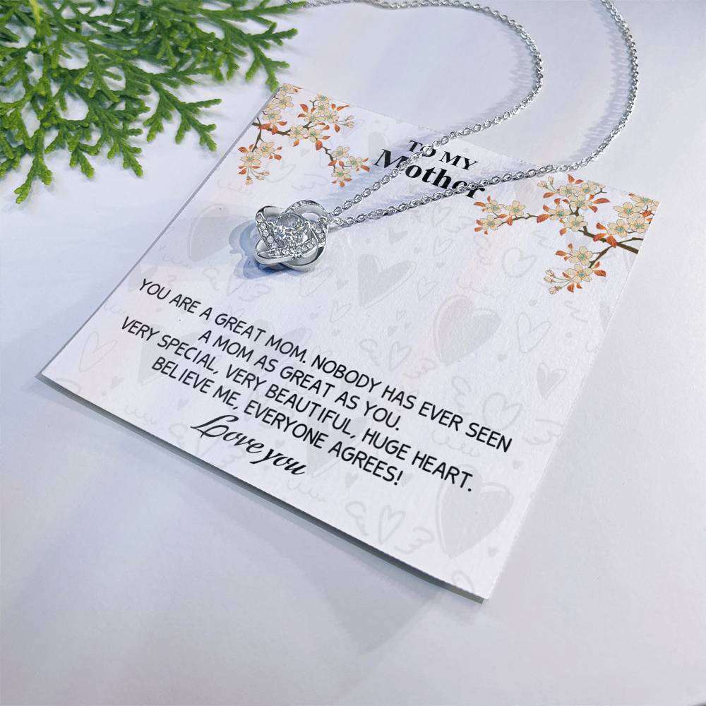 Great Mom Necklace, To My Mother Necklace From Daughter, The Love Knot Necklace Gift For Mom, Jewelry Gift For Women, Mother And Daughter Gift Necklace I Love You From Daughter To Mom Pendant Love Knot Necklace 6323