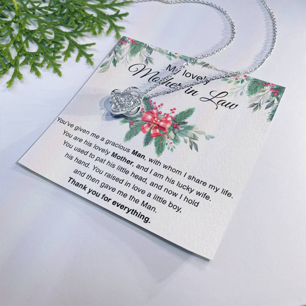 Mother in Law Gift Necklace, To My Lovely Mother In Law Love Knot Necklace From Daughter In Law Thank you For Mom Necklace Jewelry Gift For Women Bonus Mom Gift Necklace, Lovely Mother Gift Necklace Love Knot Necklace 6323