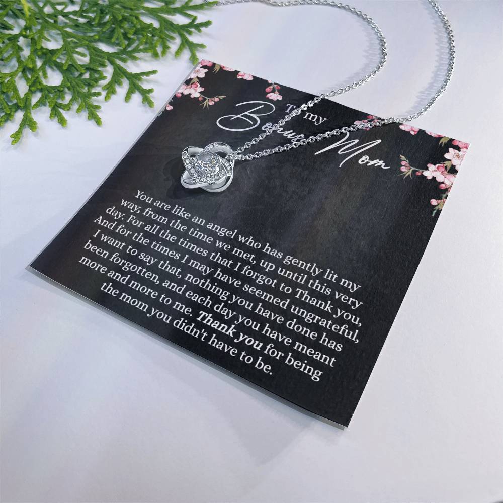Bonus Mom Gift Necklace, To My Bonus Mom Love Knot Necklace Gift For Mom, Mother And Daughter Necklace Gift For Mom, Thank You For Being Necklace, Bonus Mother Gift Necklace Jewelry Gift For Women Love Knot Necklace 6323