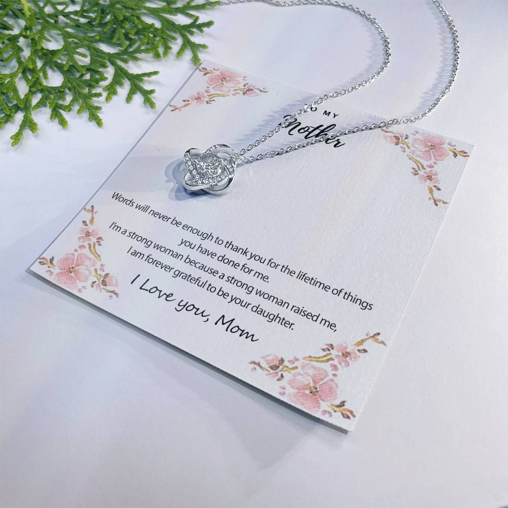 Mother And Daughter Necklace, To My Mother Necklace From Daughter Thank You For The Lifetime Necklace Gift For Mom, Daughter To Mom Necklace On Birthday Gift Anniversary Mother's Day Necklace Gift Love Knot Necklace 6323
