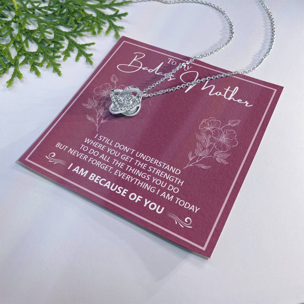 Badass Mother Necklace, To My Badass Mother Love Knot Necklace, Badass Mom Gift Necklace, Badass Mother Necklace Gift From Daughter, Mother's Day Necklace Gift For Mom, Jewelry Gift For Women Badass Love Knot Necklace 6323
