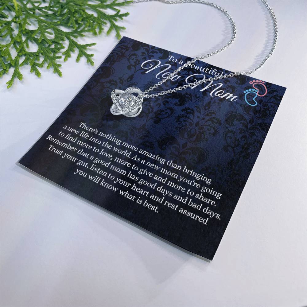 New Mom Gift Necklace, To A Beautiful New Mom Love Knot Necklace Gift From Daughter, est 2022 Necklace Gift For Mom, Beautiful Mom Gift Necklace, Jewelry Gift For Women, New Mom Love Knot Pendant Love Knot Necklace 6323