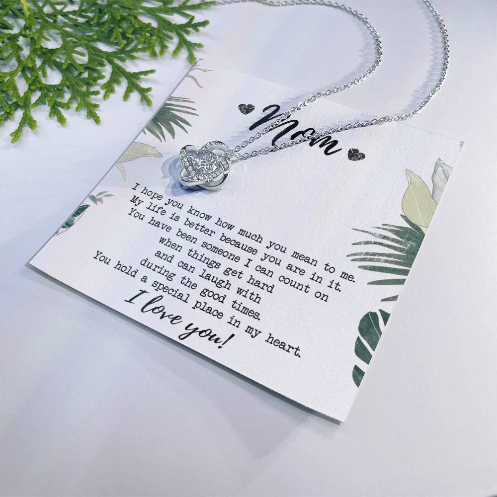 Mothers Day Necklace Gift, Gift Necklace for Mom, To My Mom Love Knot Necklace From Daughter, Mother And Daughter Gift Necklace, Jewelry Gift For Women, Mother Gift Necklace I Love You Love Knot Necklace 6323