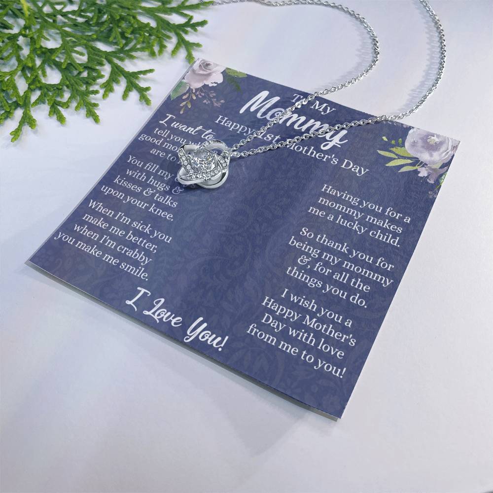 1st Mother's Day Necklace Gift, To My Mommy Love Knot Necklace From Daughter, Necklace Gift For Mom, Happy Mother's Day Necklace, Birthday Necklace For Mom Anniversary Jewlry Gift For Women Love Knot Necklace 6323