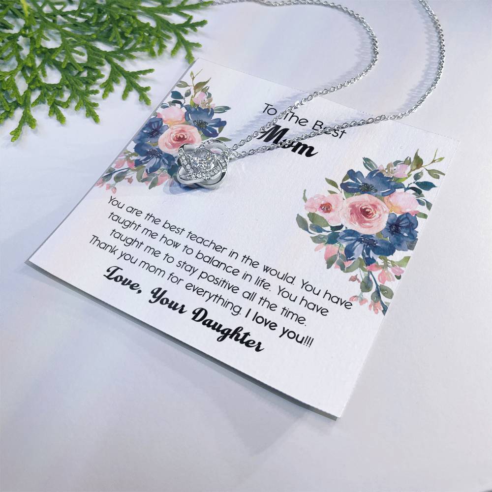 Thank You For Mom Necklace, To The Best Mom Love Knot Necklace Gift From Daughter And Mother Love Knot Pendant Gift For Mom Bonus Mom Gift Necklace, Teacher Mom Necklace, Jewelry Gift For Women