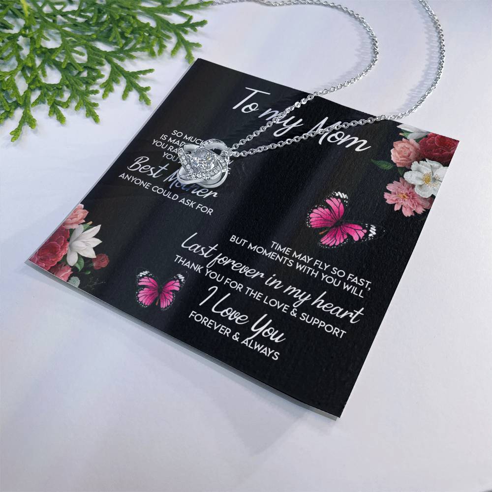 Mom Gift Necklace, To My Mom Necklace From Daughter, Love Knot Necklace Gift For Mom, Happy Mother's Day Necklace Gift Forever And Always Pendant Gift For Mom, Jewelry Gift For Women, Mom Butterfly Love Knot Necklace 6323