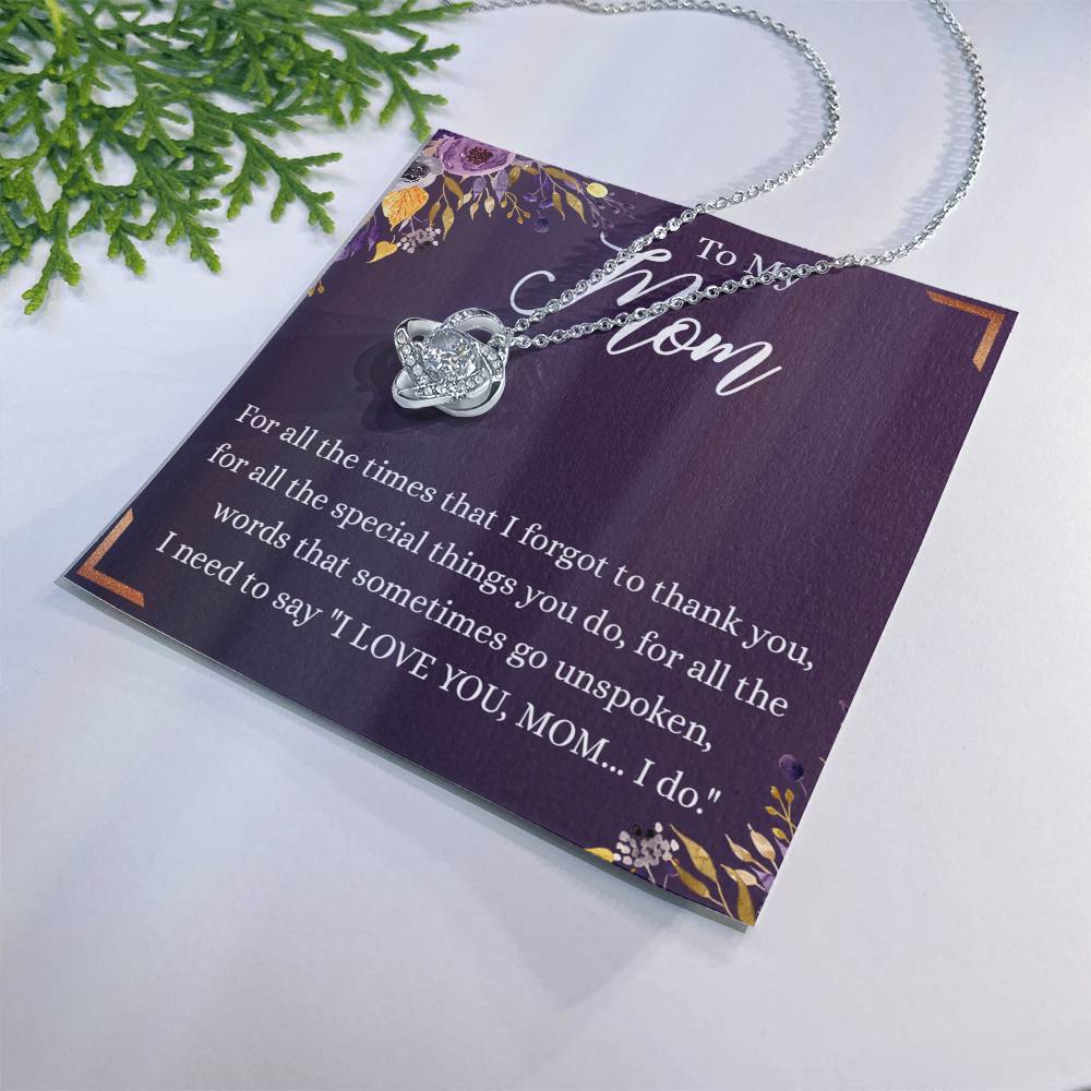 Mother Gift Necklace, To My Mom Love Knot Necklace From Daughter, Mother's Day Necklace Gift, Retriment Anniversary Necklace Gift For Mom, Bonus Mom Present for Mom Necklace Jewelry Gift for Women Love Knot Necklace 6323