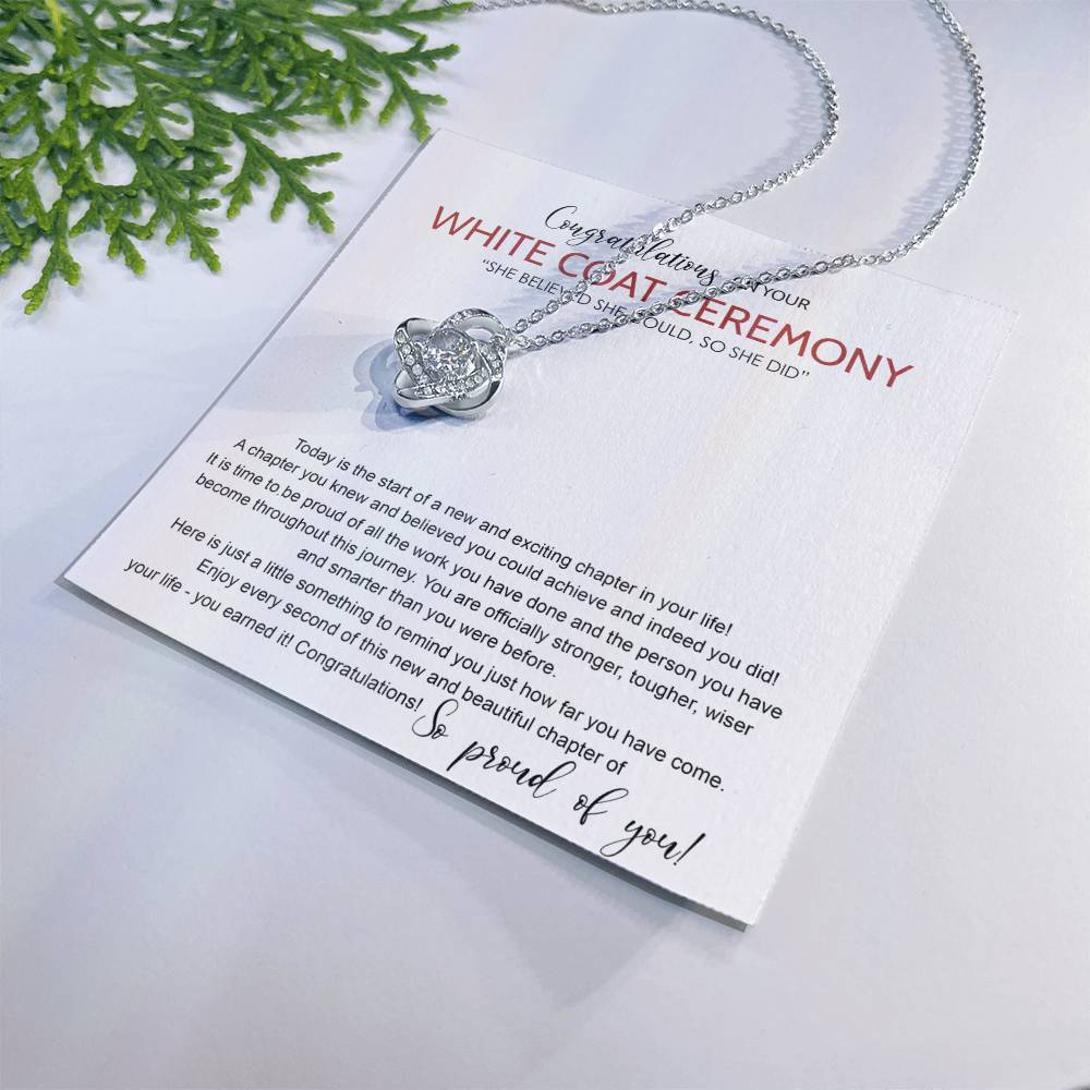 White Coat Ceremony Love Knot Necklace Gift Chiropractor White Coat Necklace Gift For Ceremony, New Doctor Gift Necklace On Congrats Graduation, Senior, Grad Gift For Daughter, Granddaughter, Sister Love Knot Necklace 6323 SO-2655078 chuan chinh ta