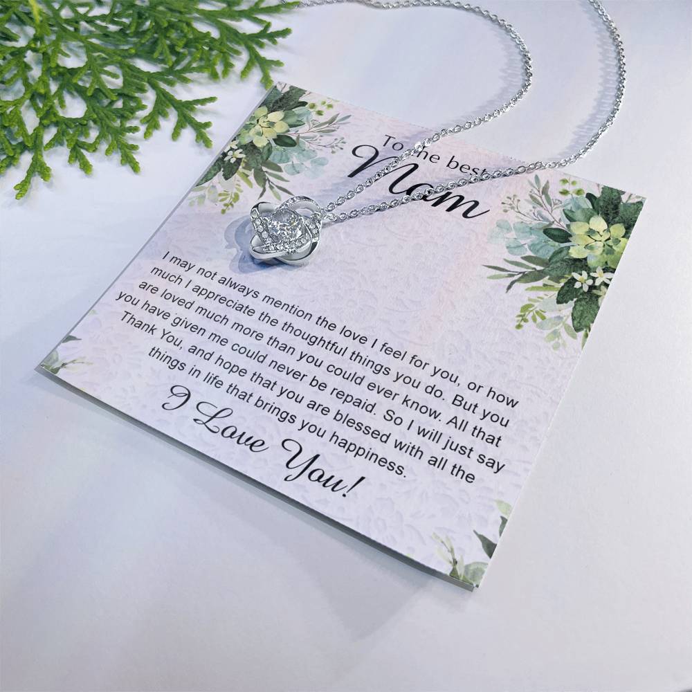 Mom Gift Necklace, To My Mom Love Knot Necklace Gift From Daughter, Son - Mother And Daughter Gift Necklace For Mom, To The Best Mom Love Knot Pendant, I Love You Necklace Gift For Mom To Daughter Love Knot Necklace 6323