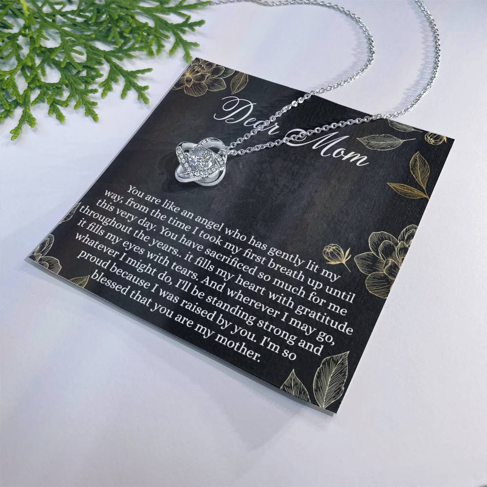 Dear Mom Necklace, To My Mom Love Knot Necklace Gift From Daughter, Mom Gift Necklace, Mother And Daughter Gift Necklace Pendant, The Love Knot Necklace Gift For Mom, You Are My Mother Necklace Love Knot Necklace 6323
