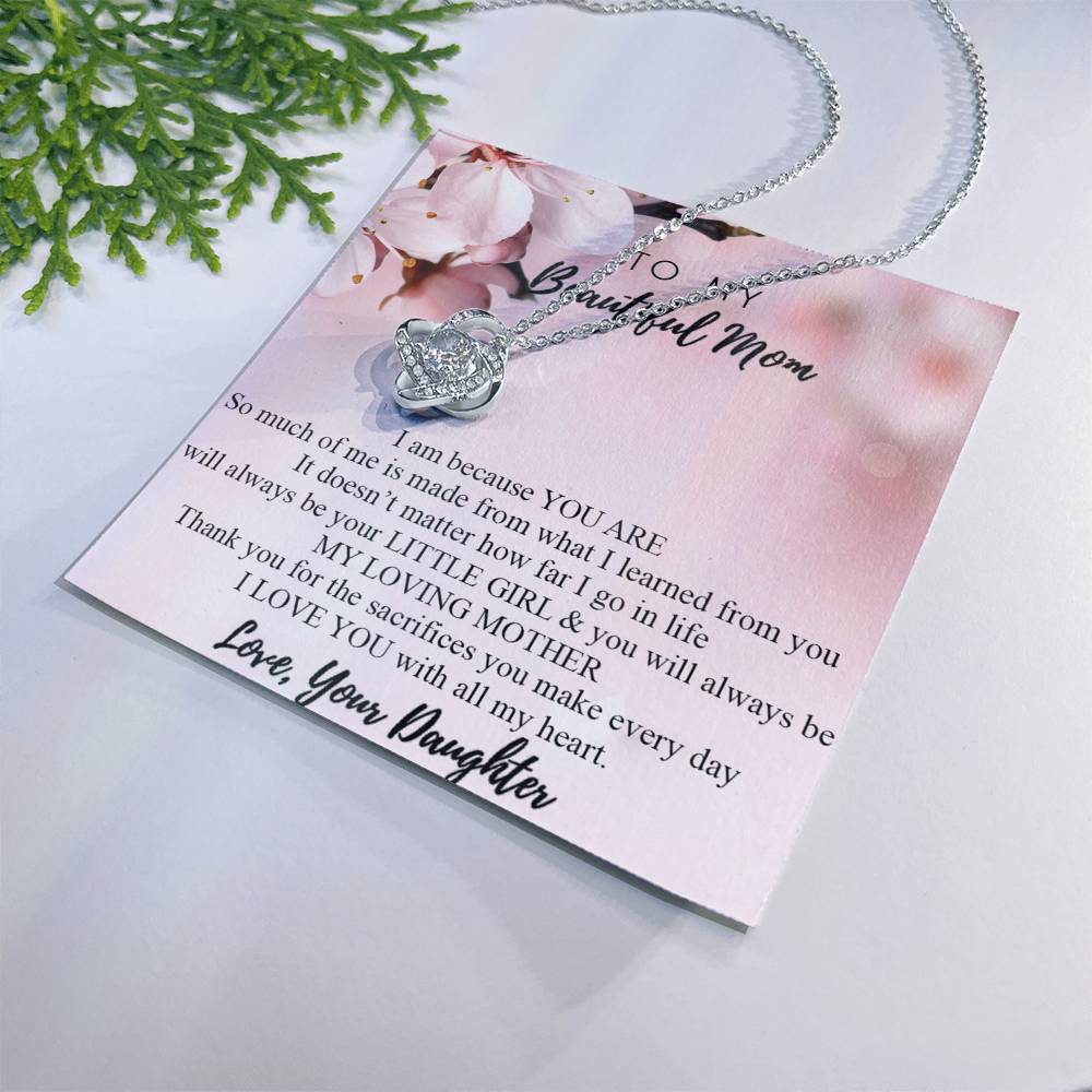 To My Beautiful Mom Necklace Mother's Day Gift Jewelry for Mom Daughter Mom Gift