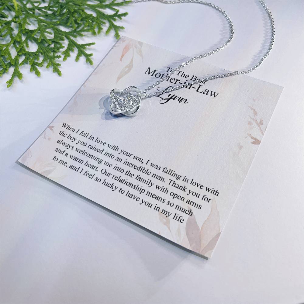 Mother In Law Gift Necklace, To The Best Mother In Law Necklace From Daughter In Law, Personalized Necklace Gift For Mom, Happy Mother's Day Necklace Gift For Mom, Jewelry Gift For Mother In Law Love Knot Necklace 6323