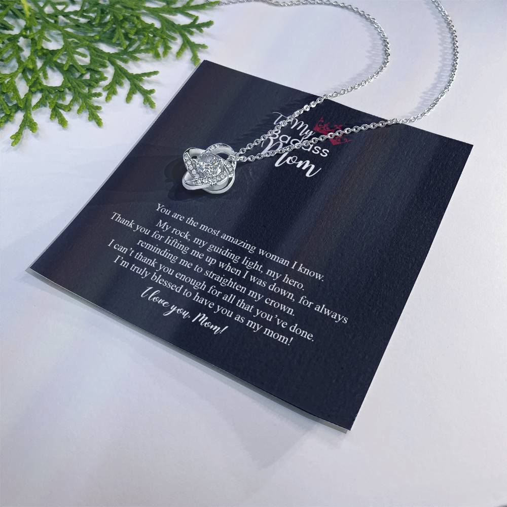 To My Badass Mom Love Knot Necklace, Gift For Mom Mother's Day Birthday Gift