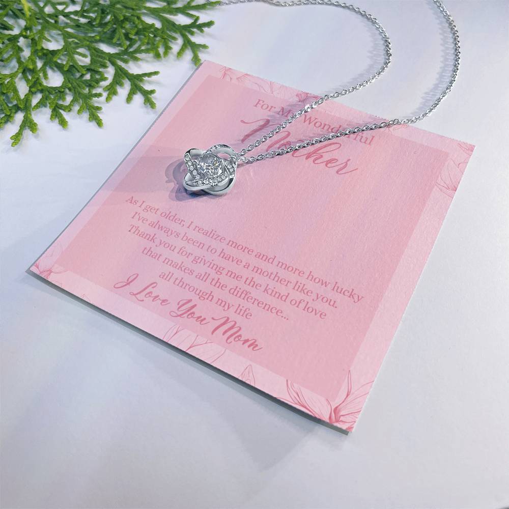 Wonderful Mother Gift Necklace, To My Wonderful Mother Love Knot Necklace, Birthday Gift Necklace From Daughter, Mothers Day Necklace Gift for Mom, Thank You Gift Necklace Gift For Women, Mother Love Knot Necklace 6323