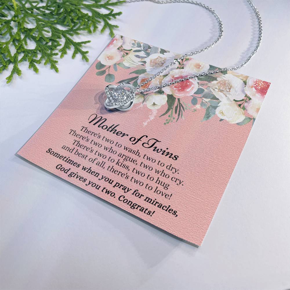 Mom Of Twins Necklace, Jewelry Gift For Mother Of Twins Love Knot Necklace, Parents of Twins, Gift Necklace For New Mom of Twins, Birthday Gift For Mom of Twins Necklace, New Mom Gift Necklace Love Knot Necklace 6323