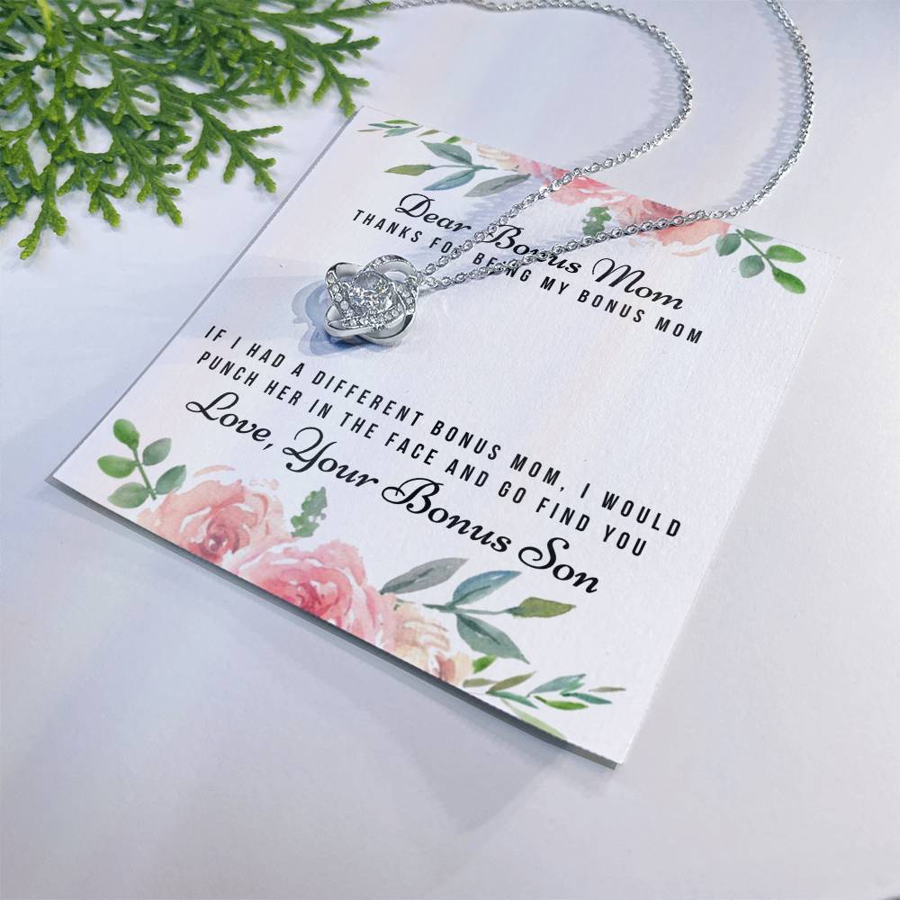 My Bonus Mom Alluring Beautiful Necklace, Gift For Bonus Mom, Mother’s Day Gift Love Knot Necklace 6323