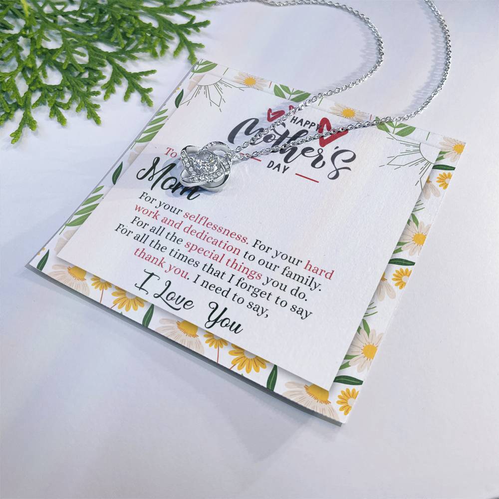 To My Mom Necklace, Happy Mother's Day Necklace Gift For Mom, Thank You Gift Necklace For Mom, To My Mom Necklace From Daughter Or Son, Mother And Daughter Jewelry Gift For Women, Bonus Mom, Mother Love Knot Necklace 6323