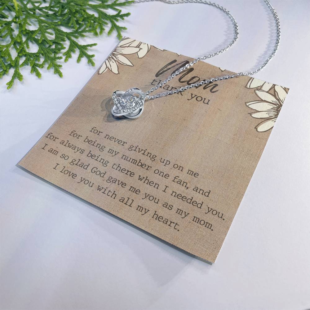 Thank You Gift necklace For Mom, To My Mom Love Knot Necklace Gift From Daughter, Jewelry Gift For Women, Mother Daughter Gift Necklace For Bonus Mom Gift Necklace Second Mom New Mom Gift Necklace