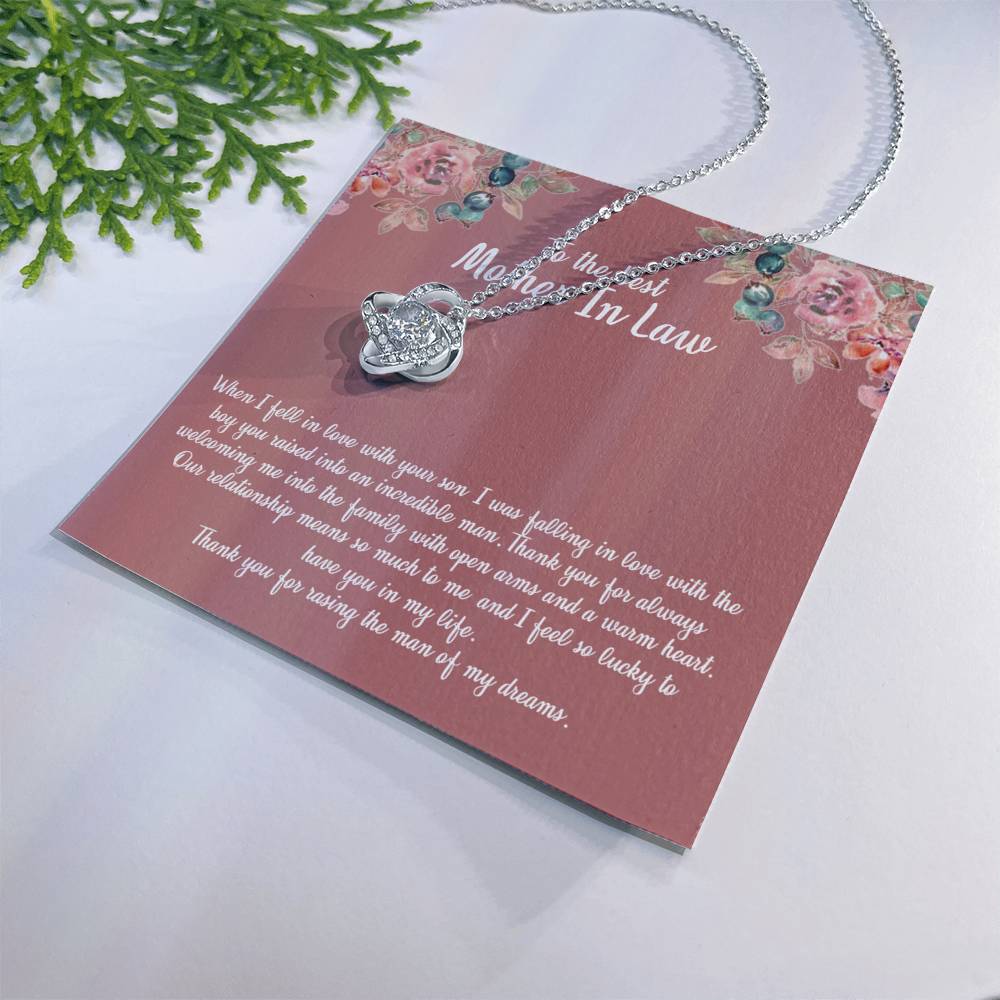 To My Mother In Law Necklace From Daughter In Law, Happy Mothers Day Necklace, To The Best Mother In Law Love Knot Necklace From Daughter In law Jewelry Gift Mothers Day, Necklace Gift For Mom Love Knot Necklace 6323