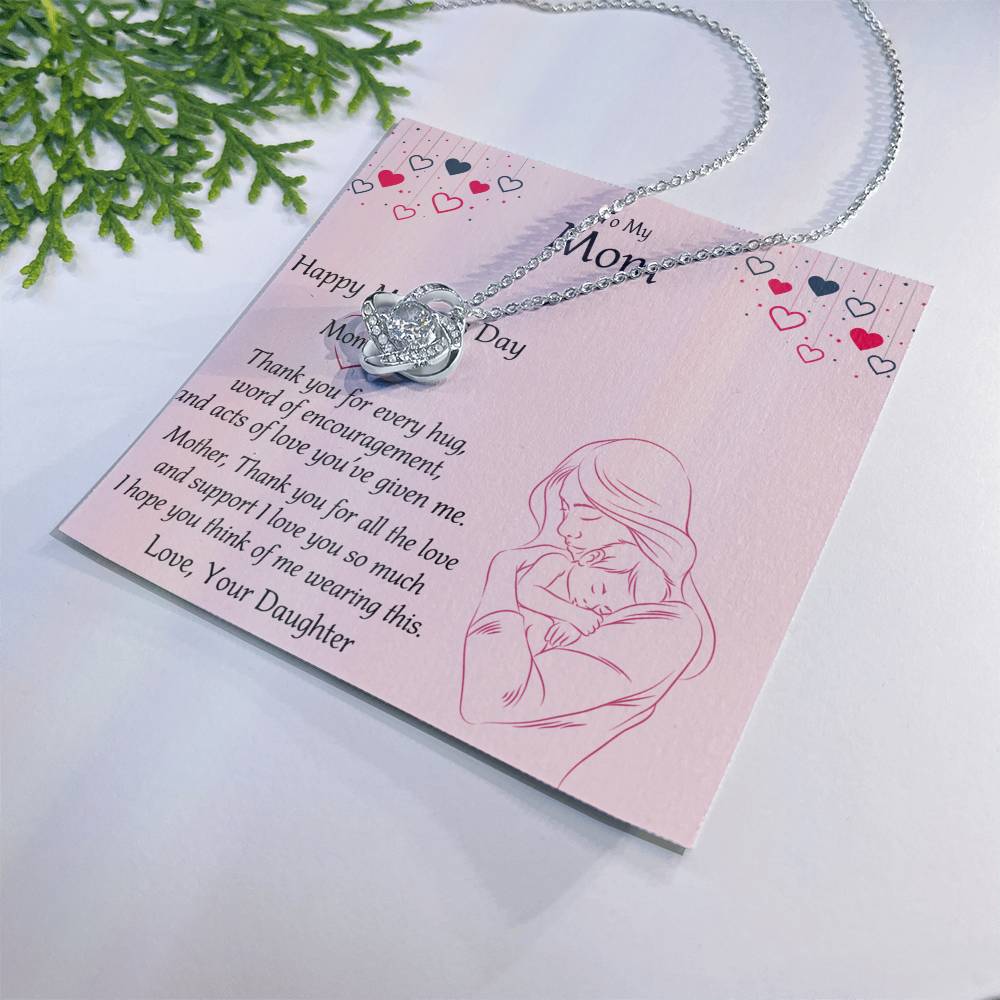 Happy Mothers Day Necklace, To My Mom Necklace From Mom, Mother Day Jewelry Gift Personalized Mothers Day Necklace Gifts For Mom Mother To Daughter Thank Gift Love Knot Necklace For Mom Jewelry Love Knot Necklace 6323