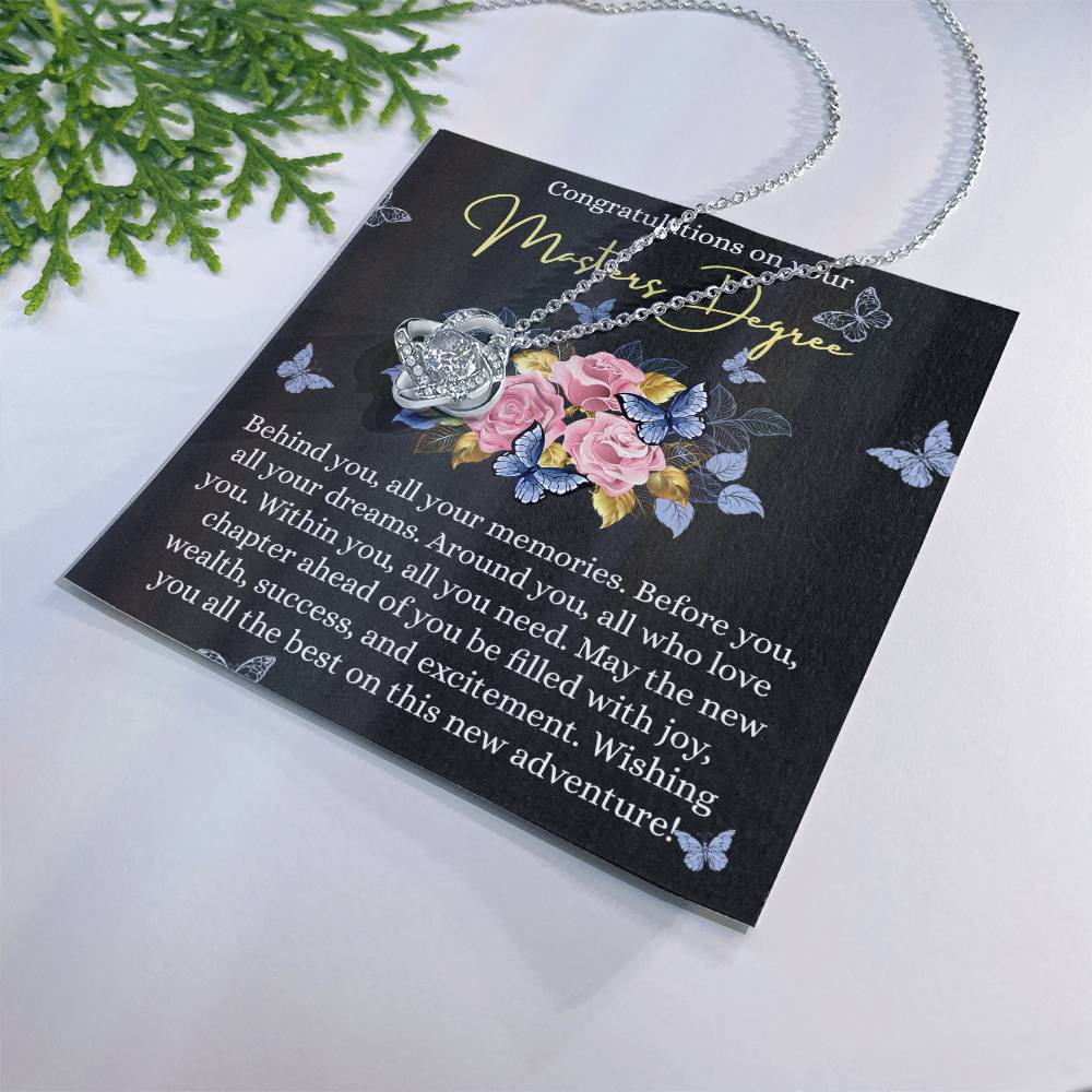 Masters Degree Gift Necklace, Graduation Necklace Gift For Her, Masters Graduation Gift, Sentimental Gift Necklace On PhD Graduation Gift Graduating Class of 2025 Graduation Gift Masters Degree Love Knot Necklace 6323