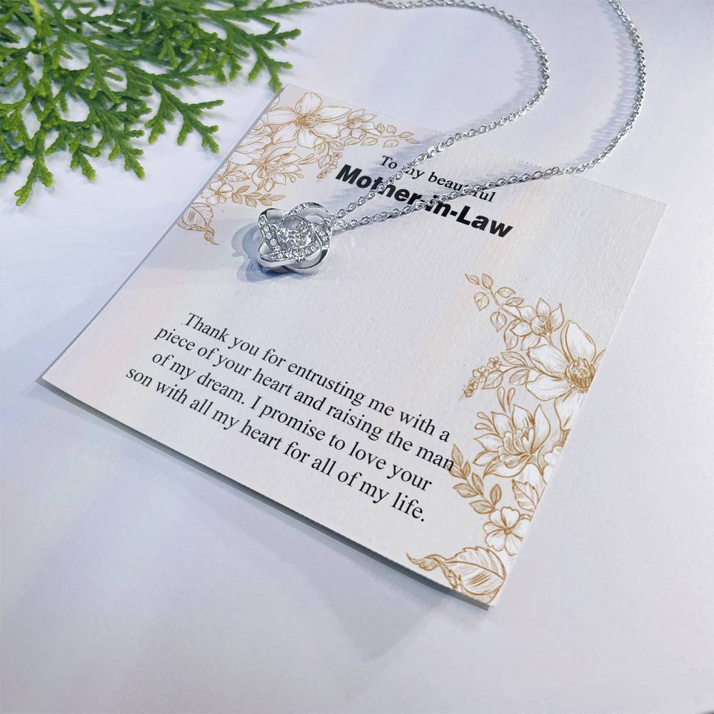 Mother In Law Necklace, Mothers Day Gifts Pendant, Birthday Gift For Mother In Law Love Knot Necklace 6323