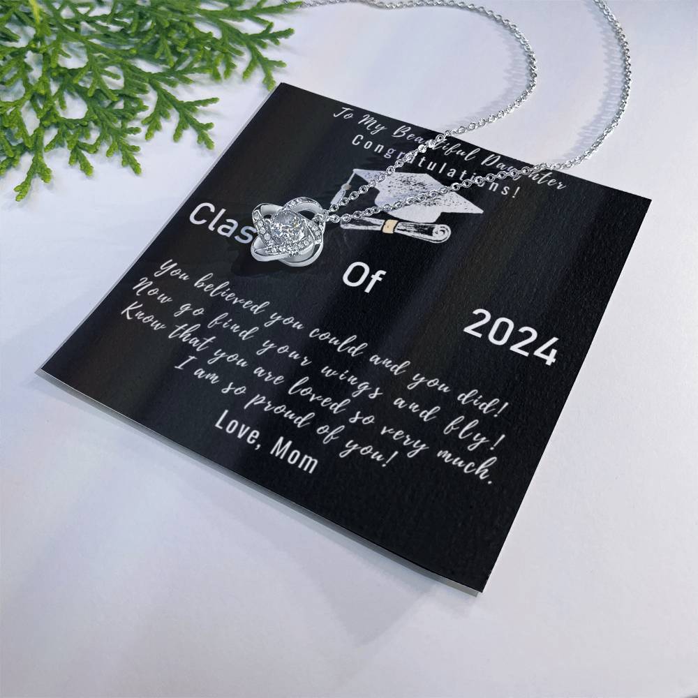 To My Beautiful Daughter Necklace From Mom, Graduation Necklace Gift for Her On College, High School, Elementary School, Senior Class Of 2026 Gifts Congratulations Necklace Congrats Graduation Gift