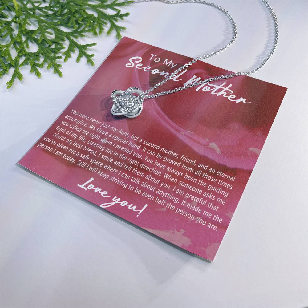1Second Mother Necklace, To My Second Mom Love Knot Necklace From Son, Second Mother Gift Necklace, Mother Pendant Gift Necklace From Daughter Or Son, Jewelry Gift For Women, Boyfriend's Mom Gift Love Knot Necklace 6323