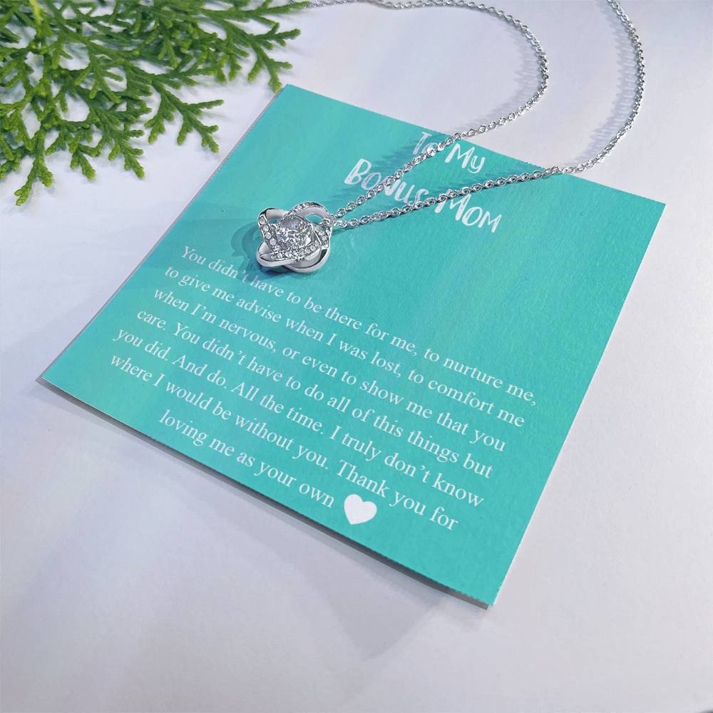 To My Bonus Mom Necklace, Mother's Day Gift for Step Mom, Love Knot Necklace