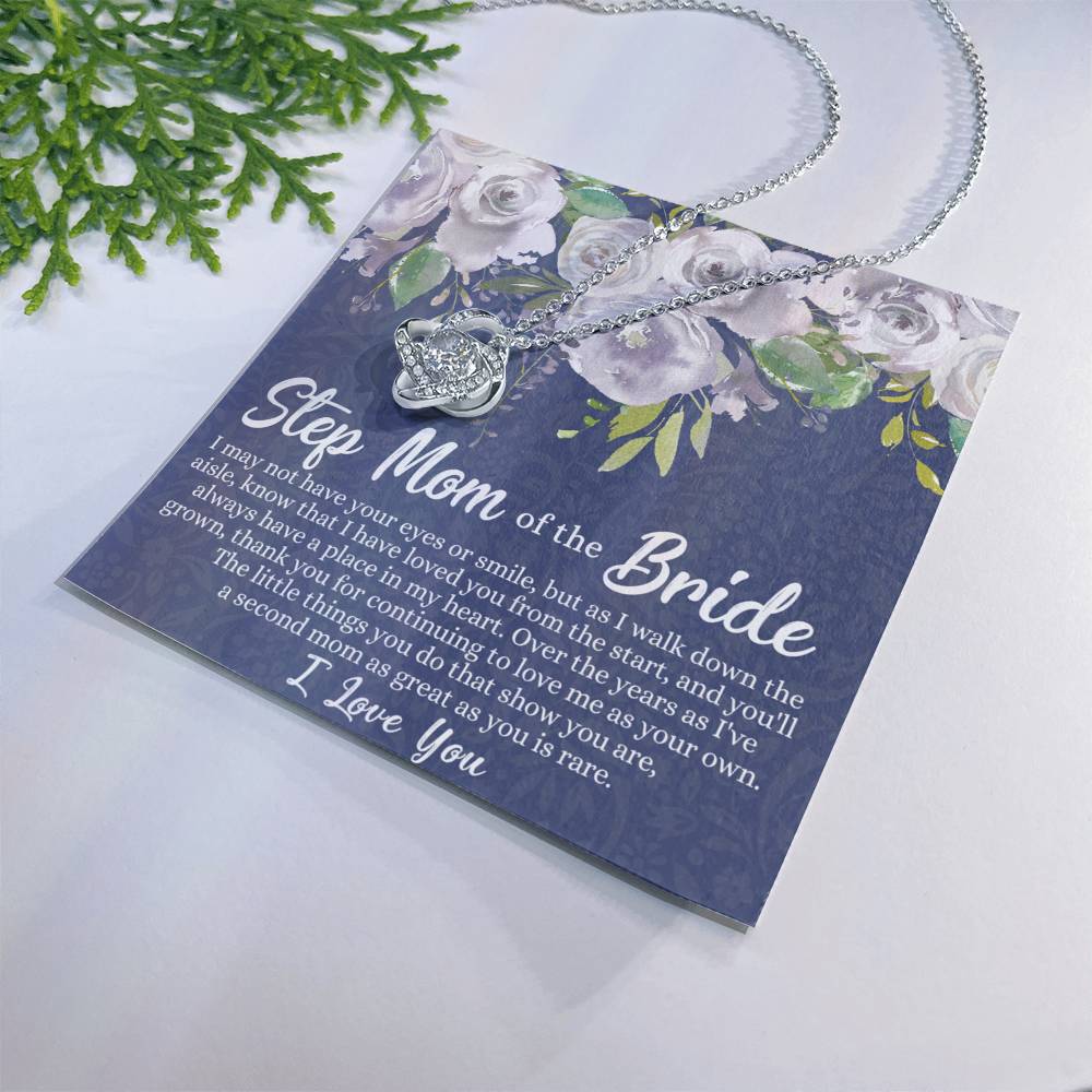 Mom Of The Bride Gift Necklace, To My Step Mom Love Knot Necklace From Daughter, Step Mom Gift Necklace - Second Mom Gift Necklace, Jewelry Gift For Women, Daughter To Step Mom Of The Bride Necklace Love Knot Necklace 6323