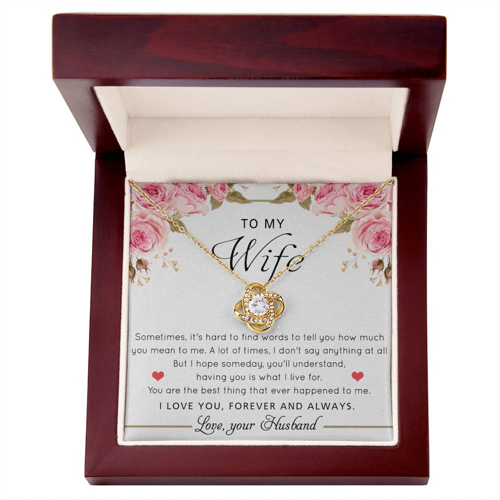 Gift Necklace For Wife, To My Wife Love Knot Necklace From Husband, Valentines Day Necklace Gift For Wife, Soulmate Gift Necklace Personalized Gift Jewelry Custom Romantic Gift Necklace For Wife