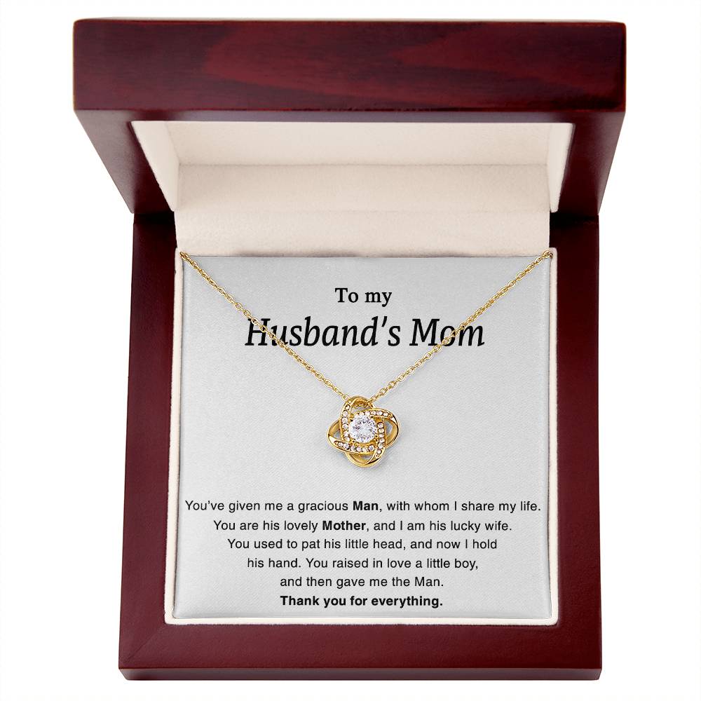 To My Husband's Mom Necklace For Her Thank You Mom Jewelry Gift Knot Mothers Day