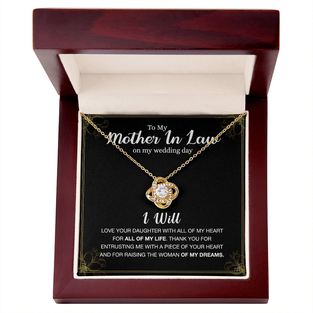Mother In Law Gift Necklace, To My Mother In Law Love Knot Necklace Gift From Daughter, Mother In Law On My Weding Day Necklace, The Love Knot Necklace Gift On Wedding Day For Mother In Law Jewelry