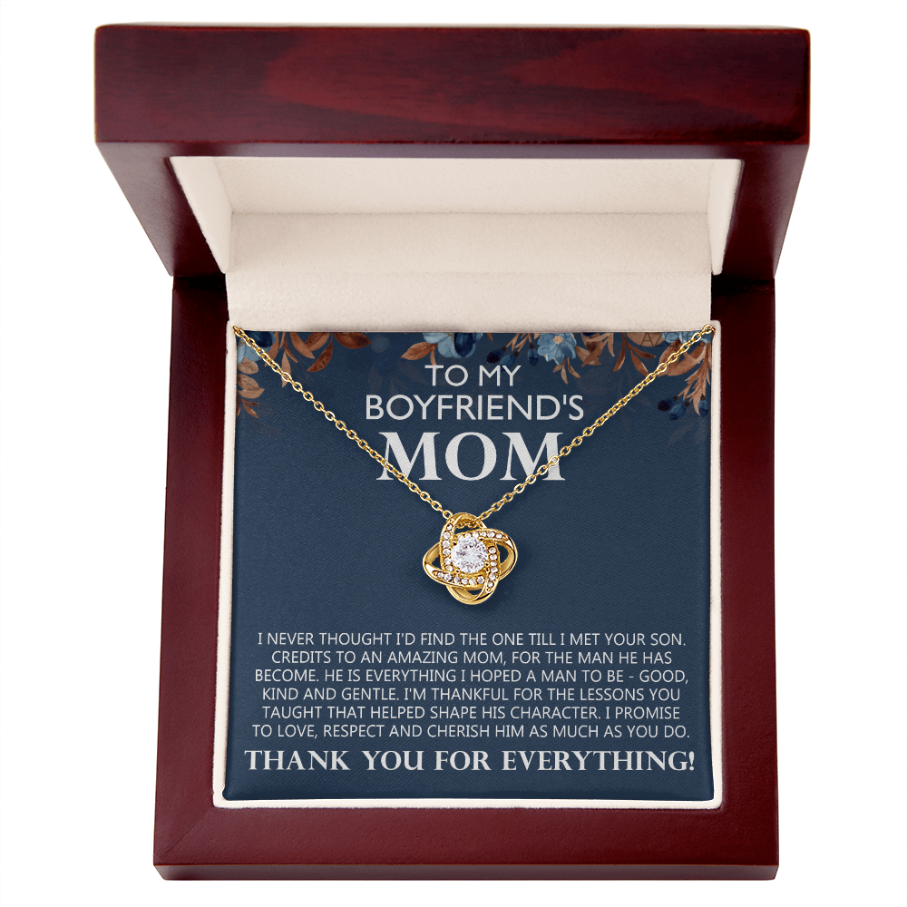 Boyfriend's Mom Gift Necklace, To My Boyfriends Mom Necklace From Girlfriends, Love Knot Necklace Gift For Boyfriends Mom, Jewelry For Boyfriend's Mom, Mothers Day Necklace For Boyfriends Mom