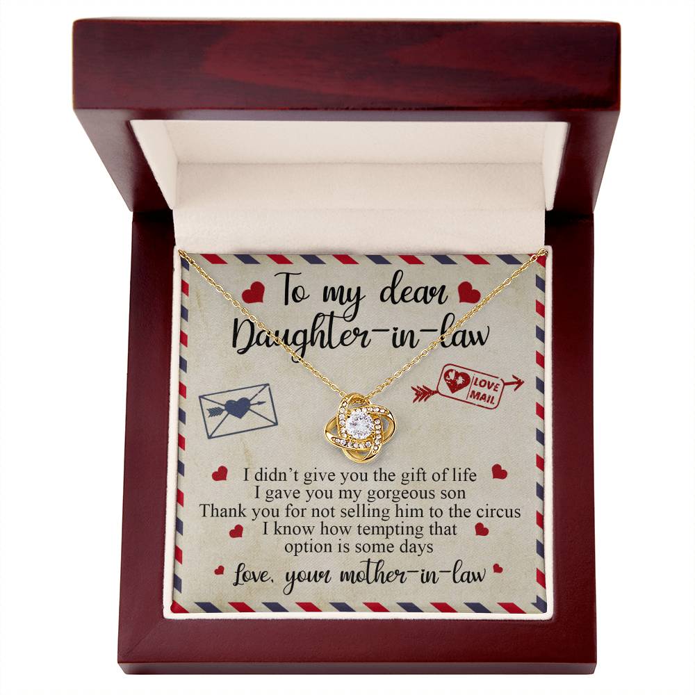 To My Dear Daughter-in-Law Gift Necklace From Mother In Law, Luxe Love Knot Necklace Gift Set, Necklaces For Girls, Little Girl Daughter In Law Gifts Necklace, Jewelry Gifts For Women Gifts