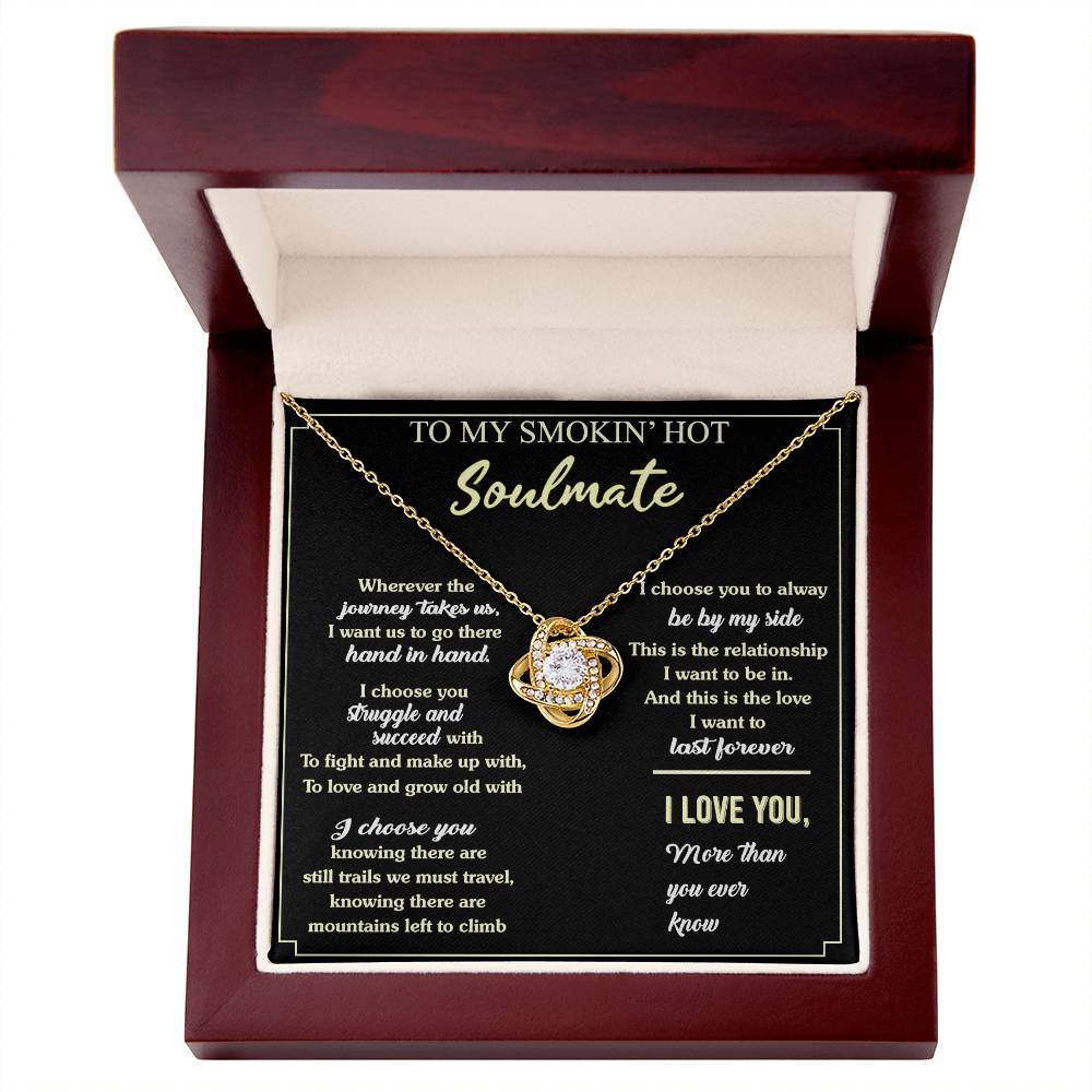 To My Smokin' Hot Soulmate Necklace, Luxury Jewelry For Wife, Gifts Neckalce For Soulmate, Wife From Husband, Smokin' Hot Soulmate Styles Jewelry Gift For Women, Love Knot Necklace For Her